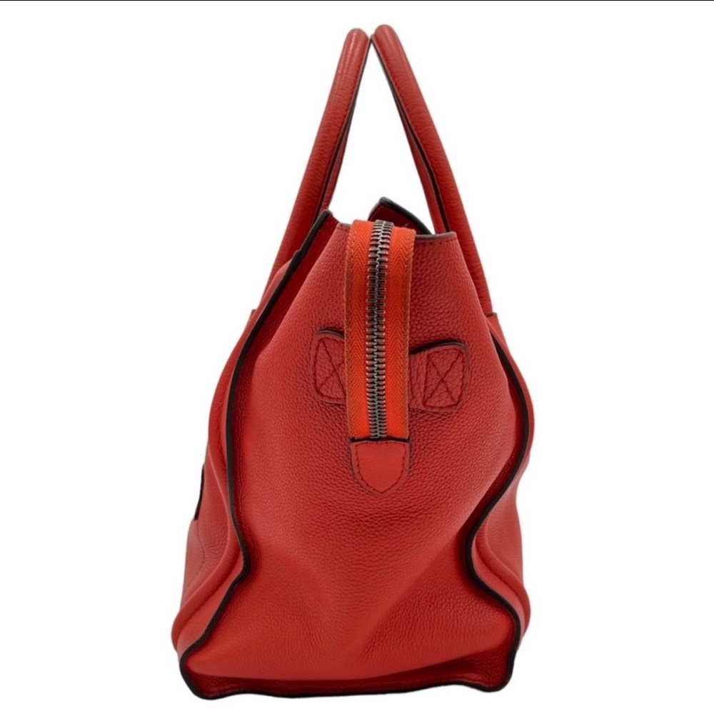 Celine Mini Luggage Tote Vermillion Drummed Calfskin Leather Bag - Picture 4 of 14